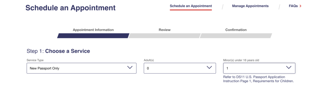 USPS Passport Appt tool