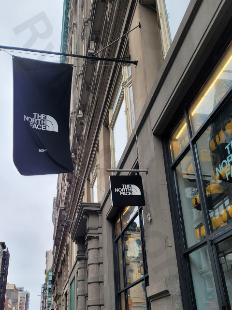 THE NORTH FACE NYC SOHO LOCATION STORE with flags